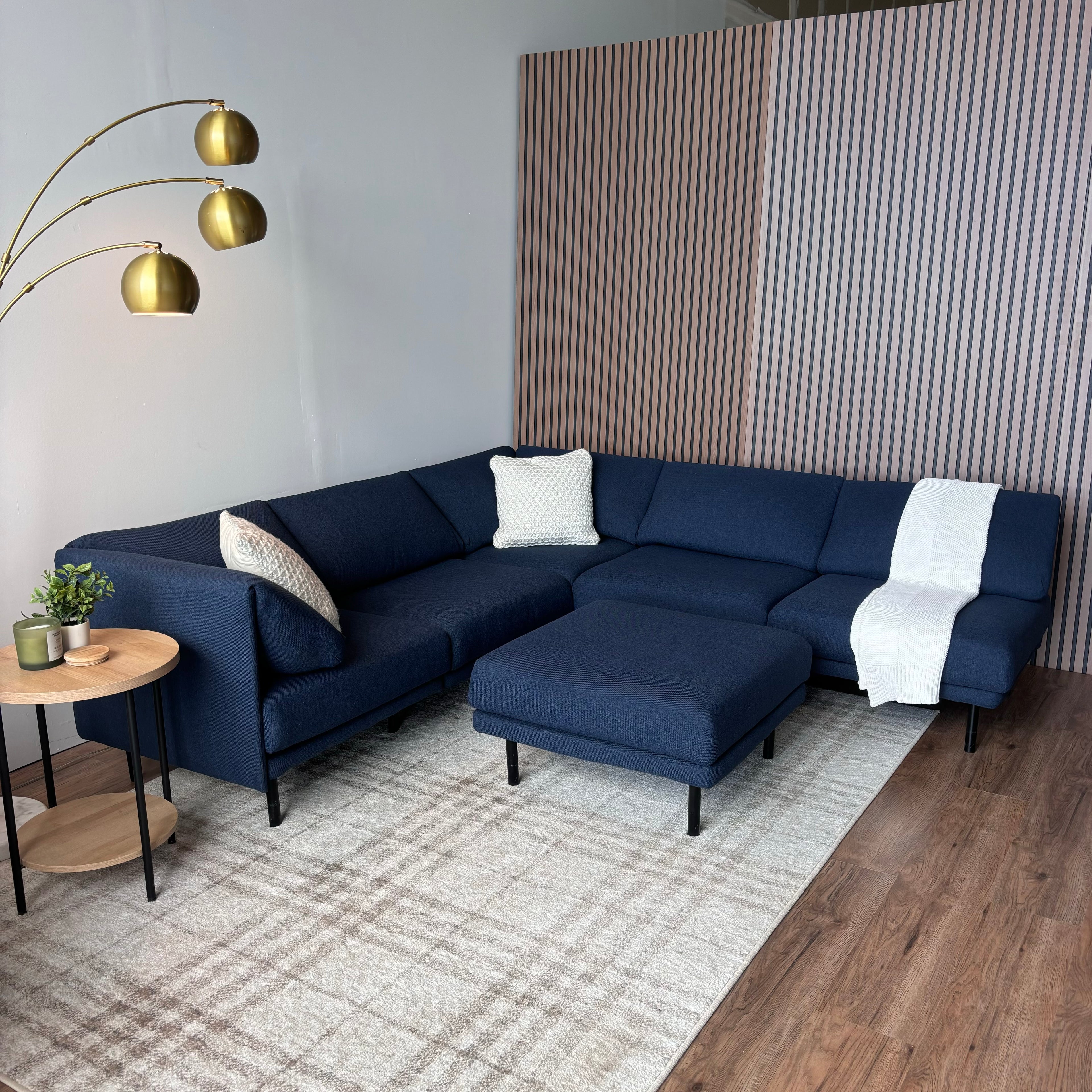 Burrow Field 6-Piece Modular Sectional + Ottoman — Navy Blue