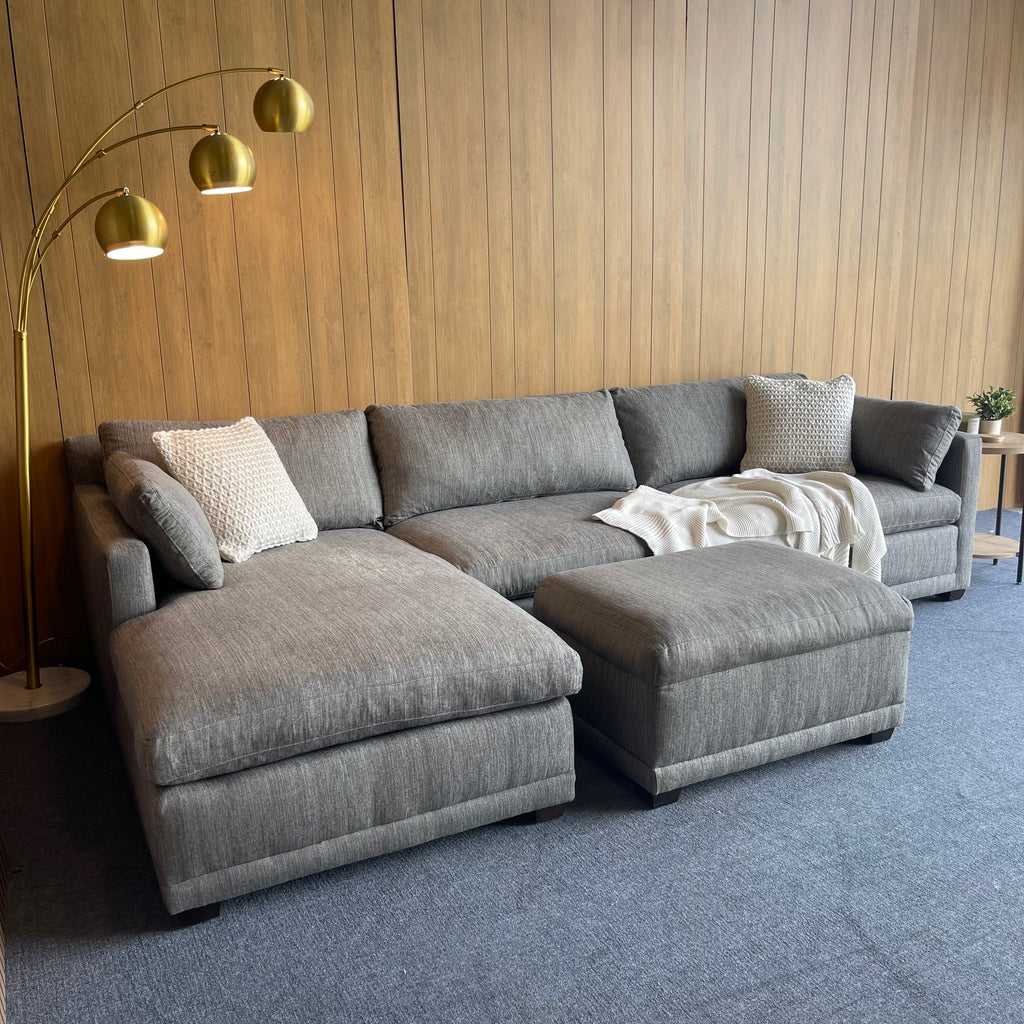 Rowe Furniture Sectional Couch with an Ottoman