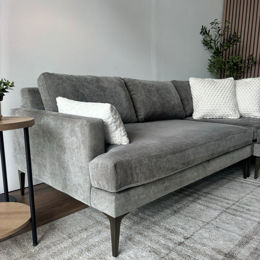 West Elm Andes 3-Piece Sectional — Mineral Gray Velvet