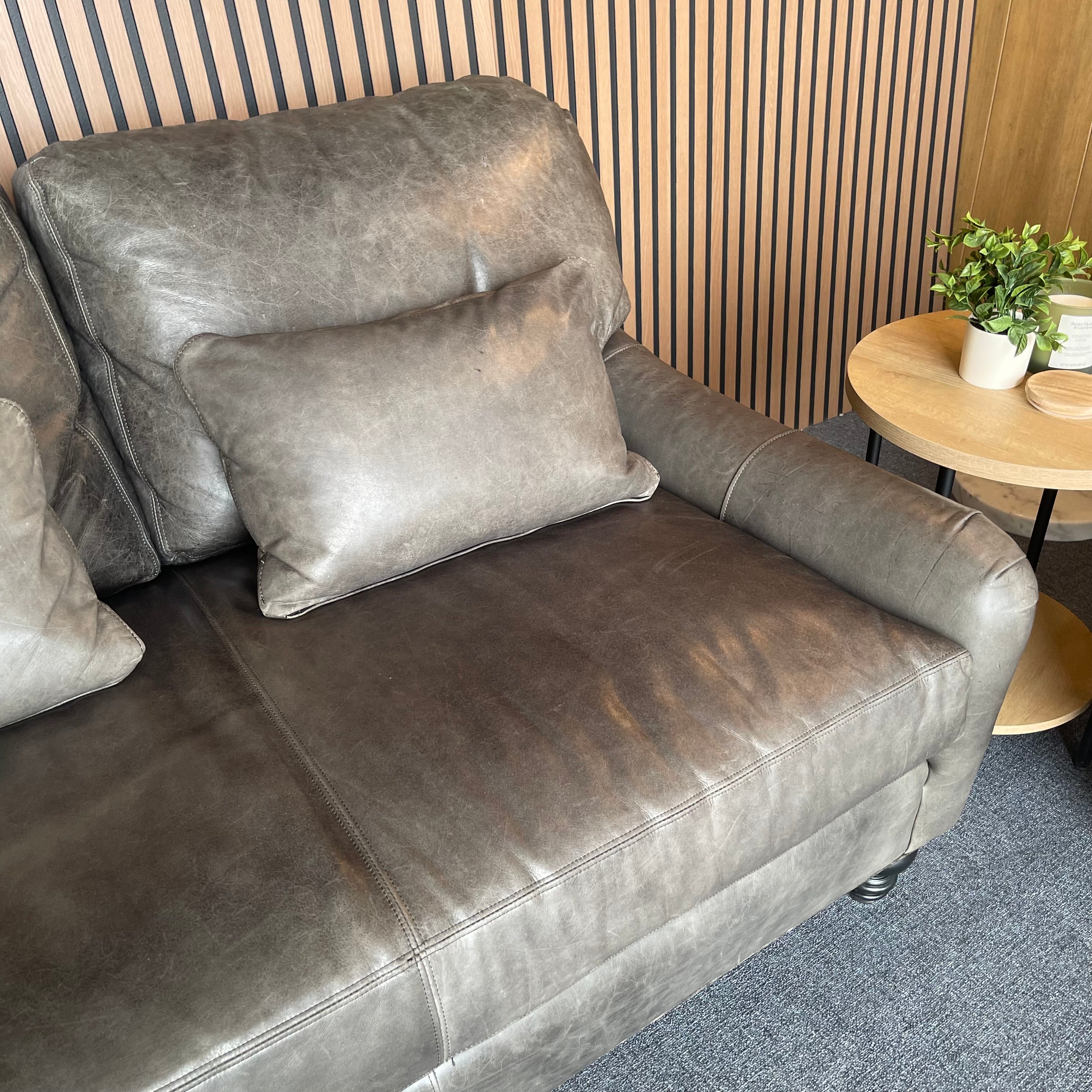 Restored Genuine Leather Sofa & Loveseat