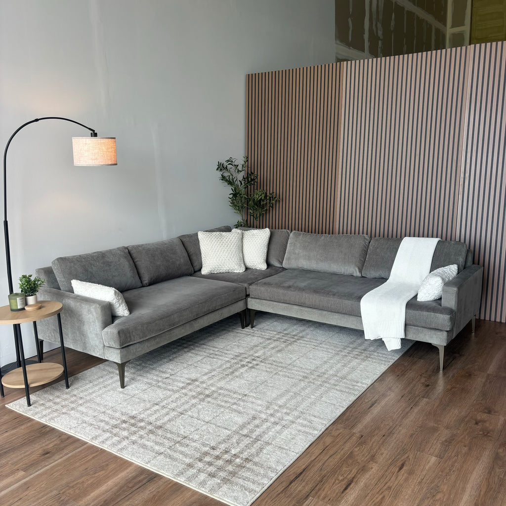West Elm Andes 3-Piece Sectional — Mineral Gray Velvet
