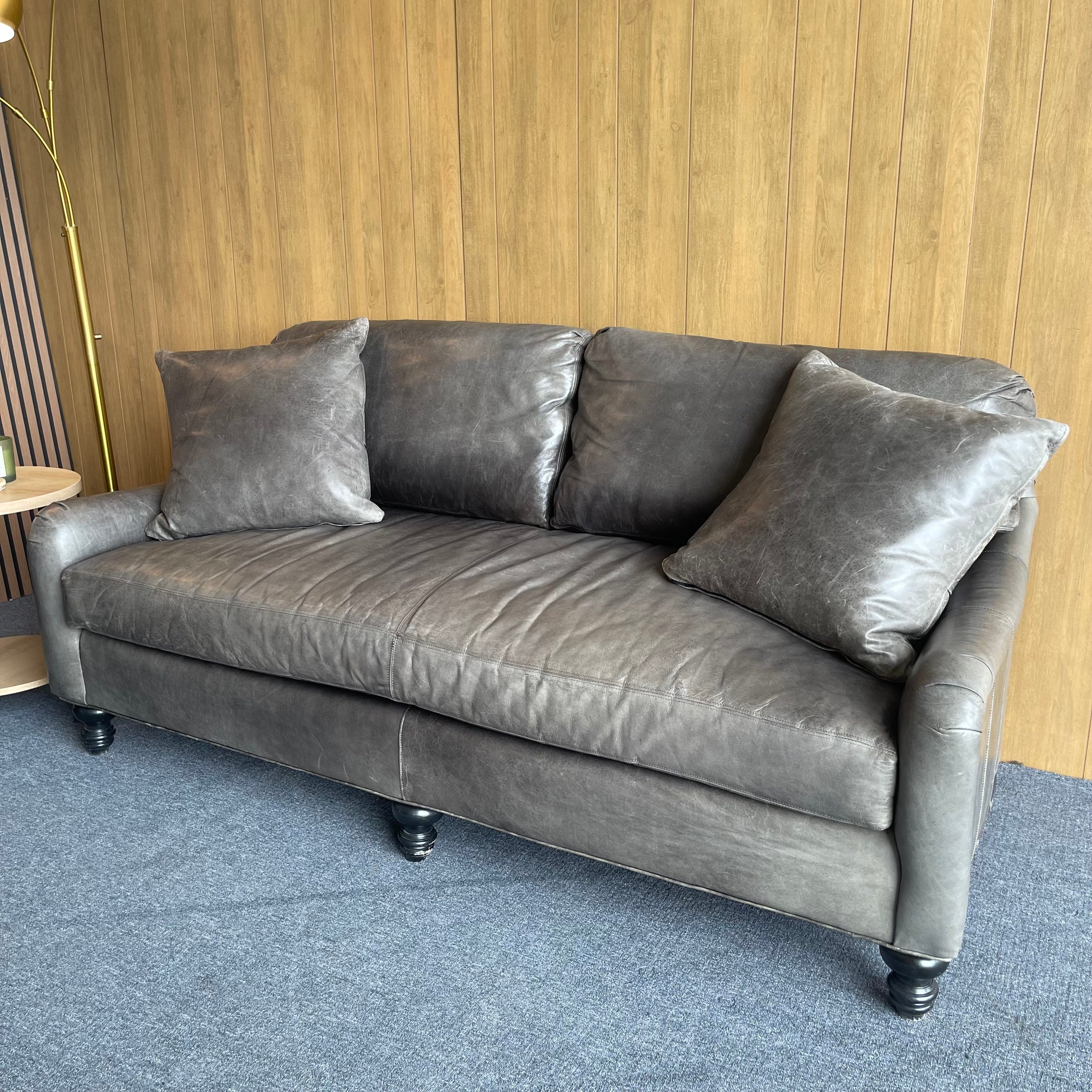 Restored Genuine Leather Sofa & Loveseat