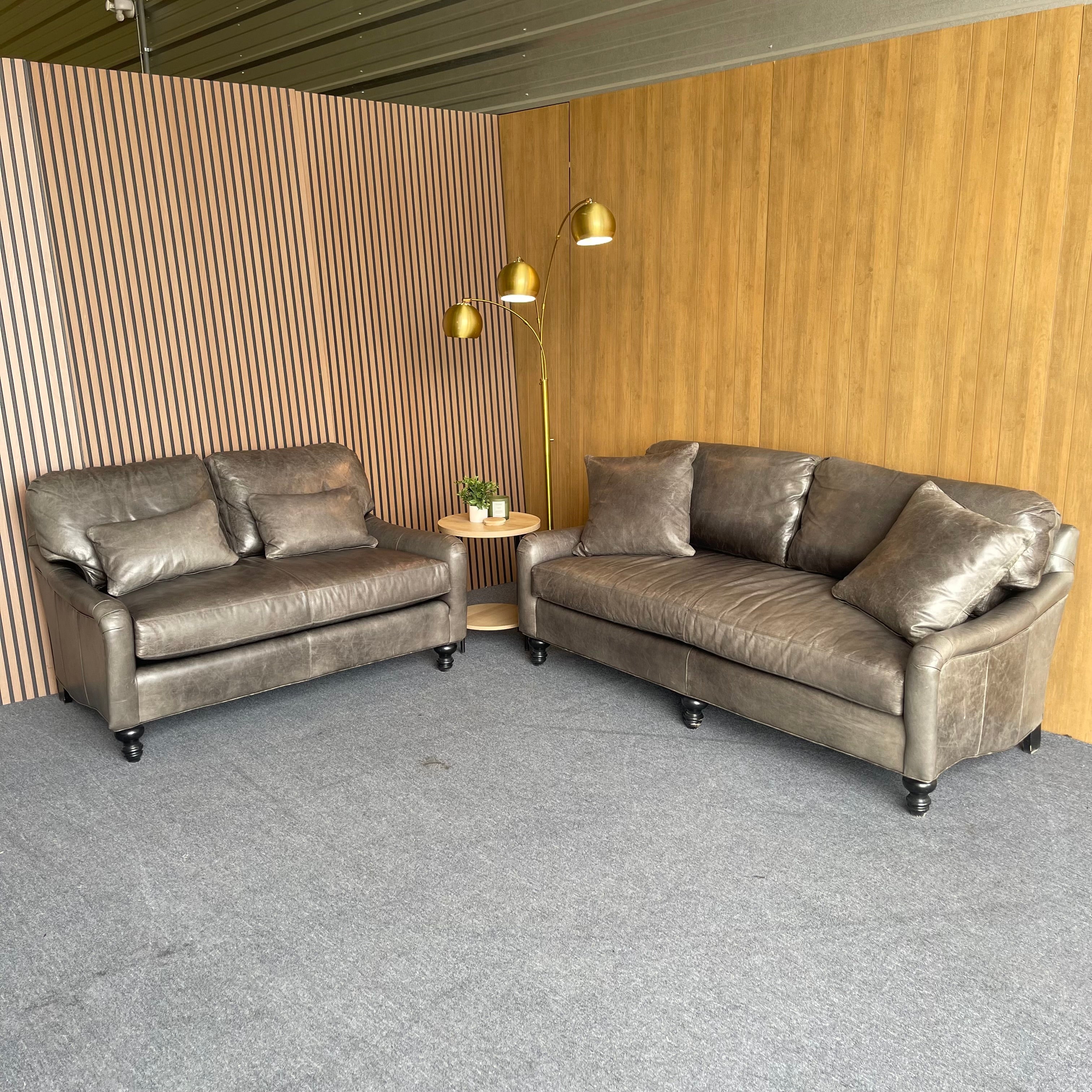 Restored Genuine Leather Sofa & Loveseat