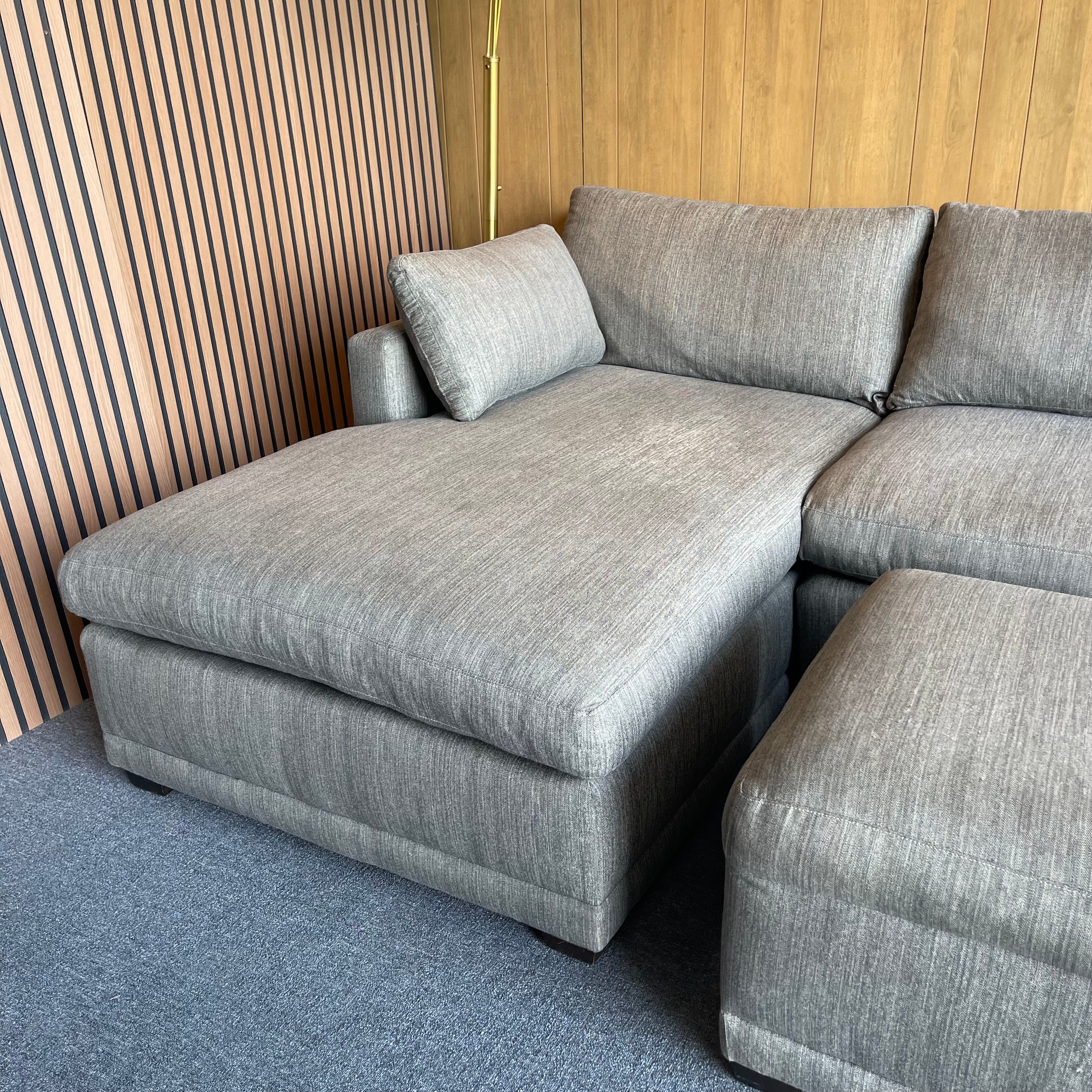 Rowe Furniture Sectional Couch with an Ottoman