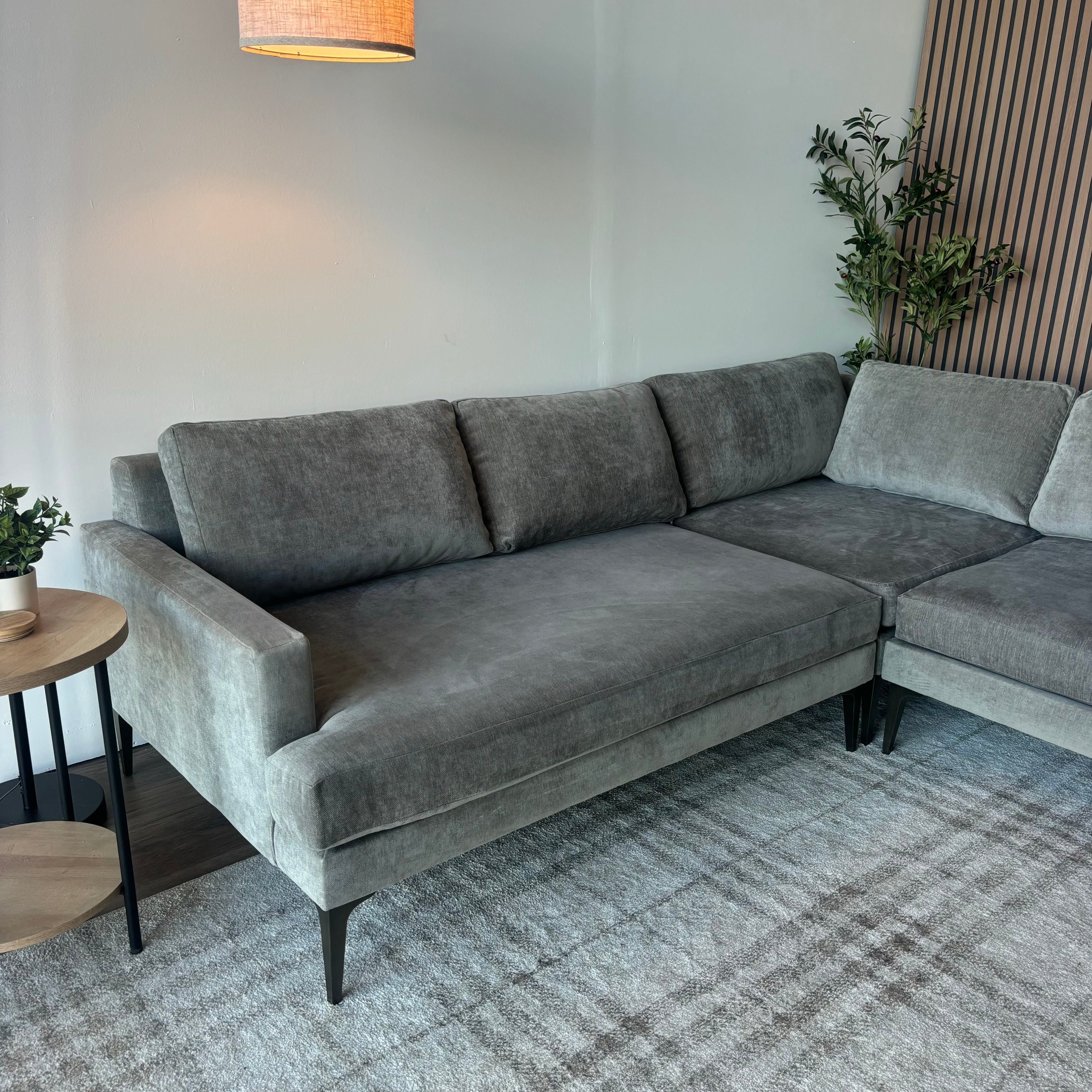 West Elm Andes 3-Piece Sectional — Mineral Gray Velvet
