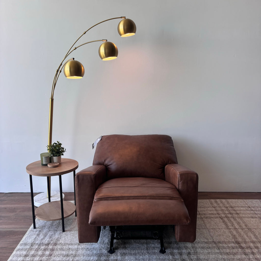 Ashley Bolsena Leather Rocker Recliner — Caramel Brown