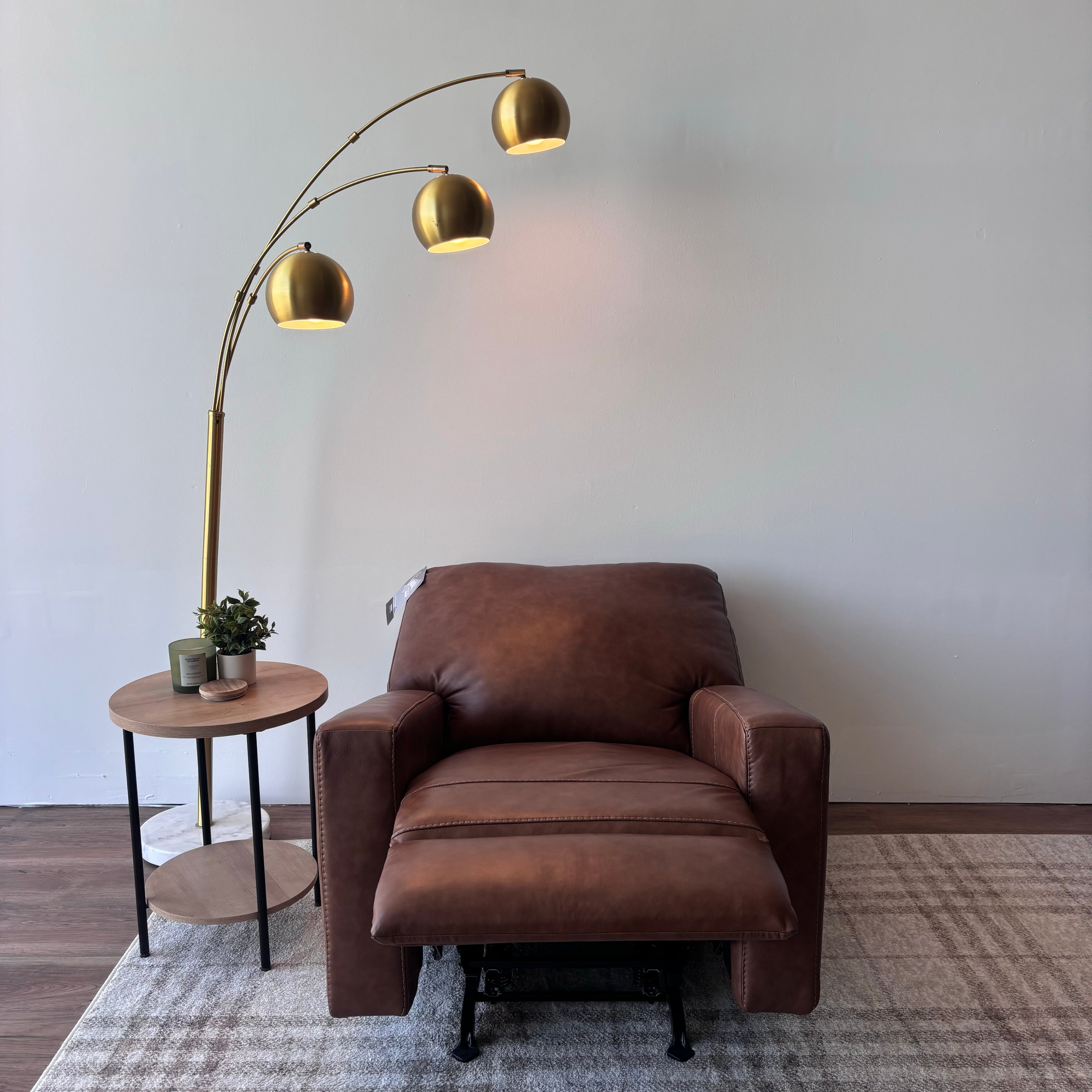 Ashley Bolsena Leather Rocker Recliner — Caramel Brown