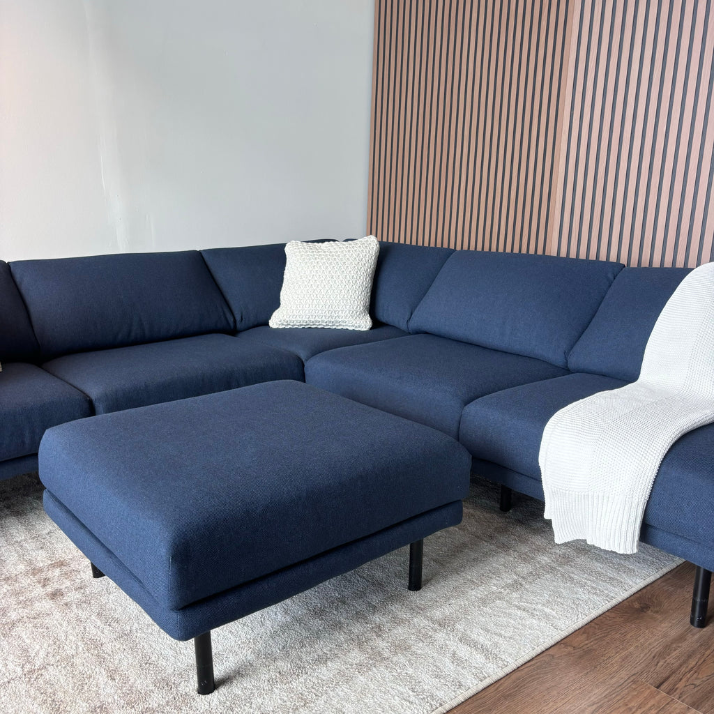 Burrow Field 6-Piece Modular Sectional + Ottoman — Navy Blue