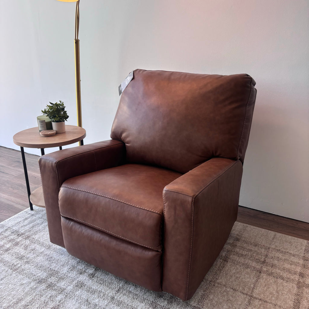 Ashley Bolsena Leather Rocker Recliner — Caramel Brown