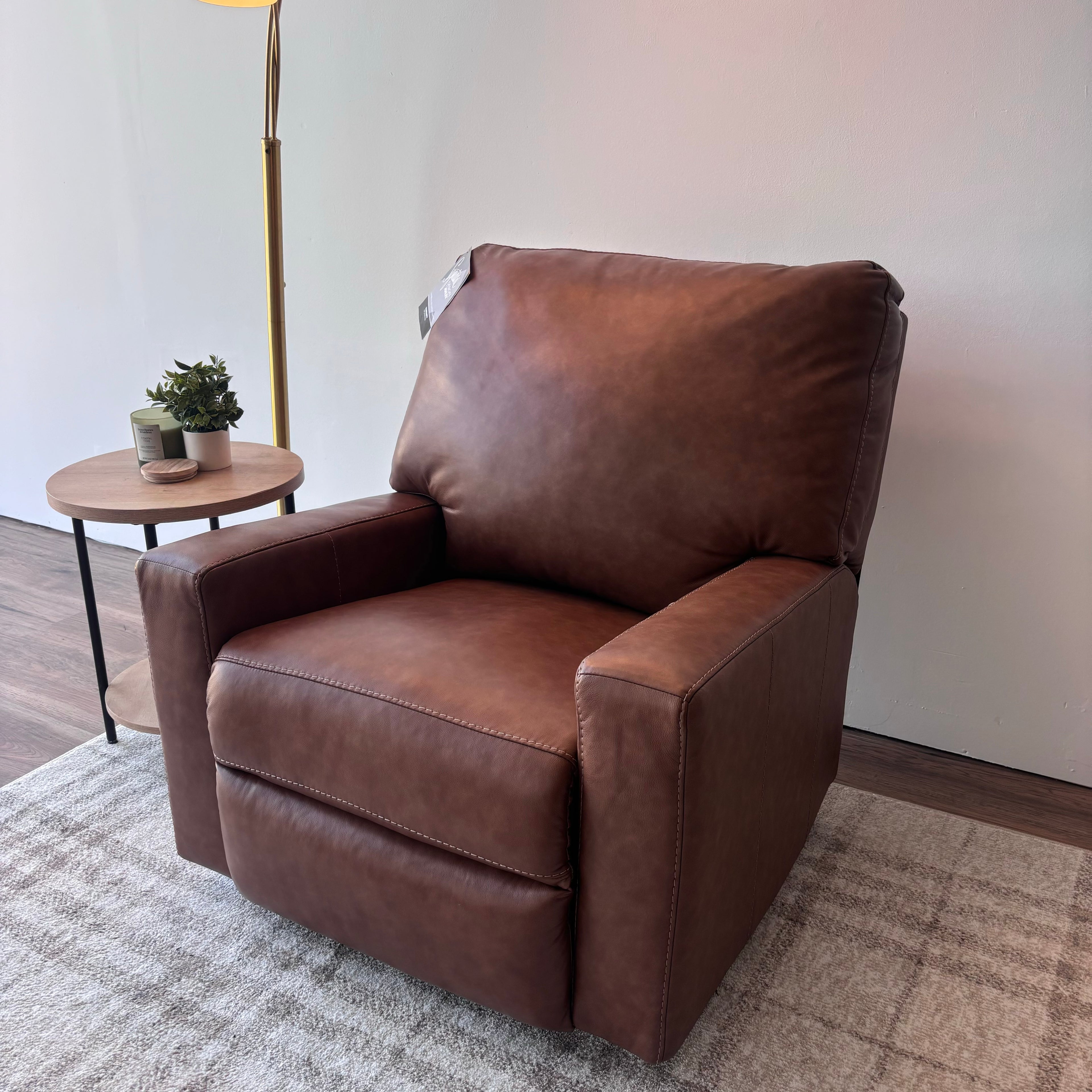 Ashley Bolsena Leather Rocker Recliner — Caramel Brown