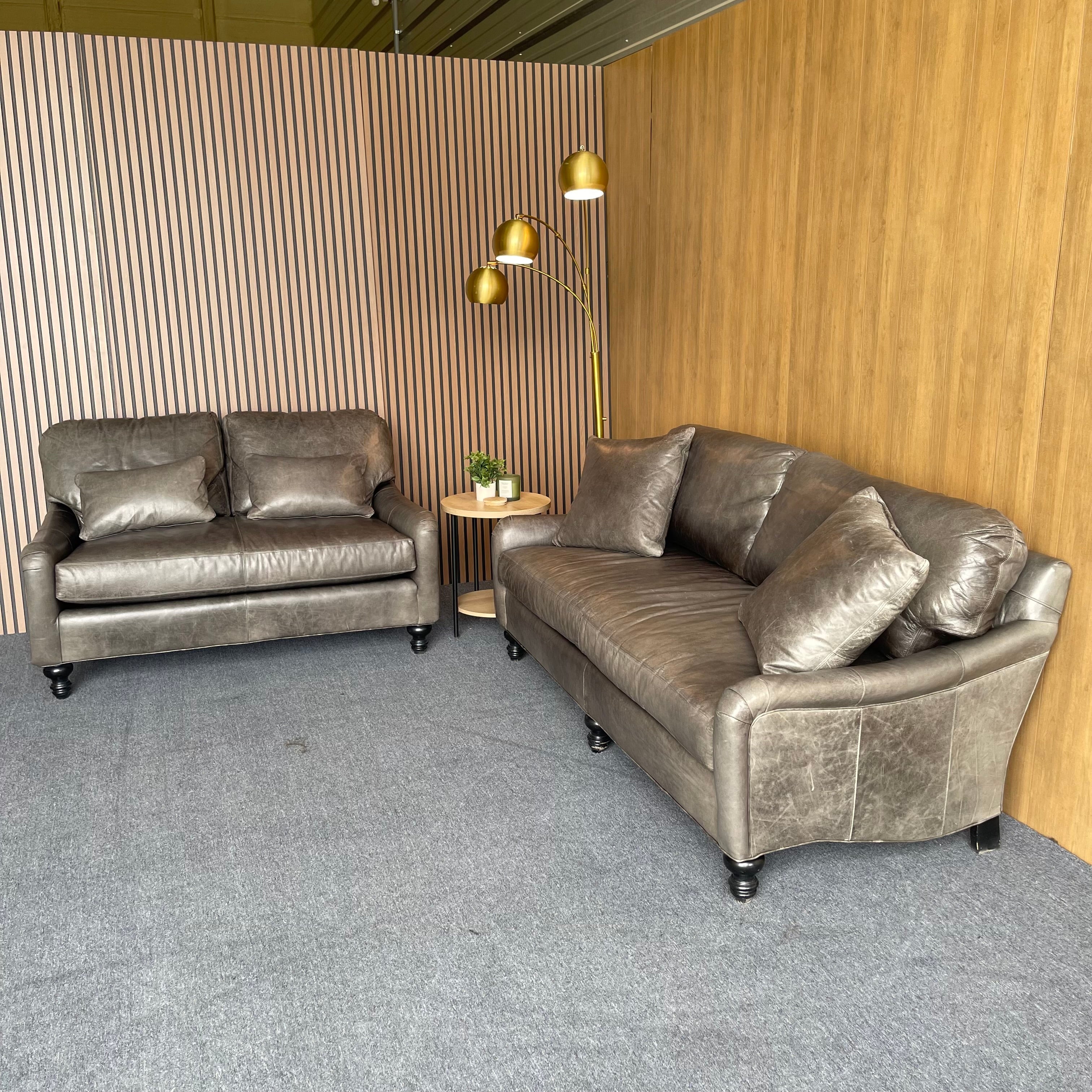 Restored Genuine Leather Sofa & Loveseat