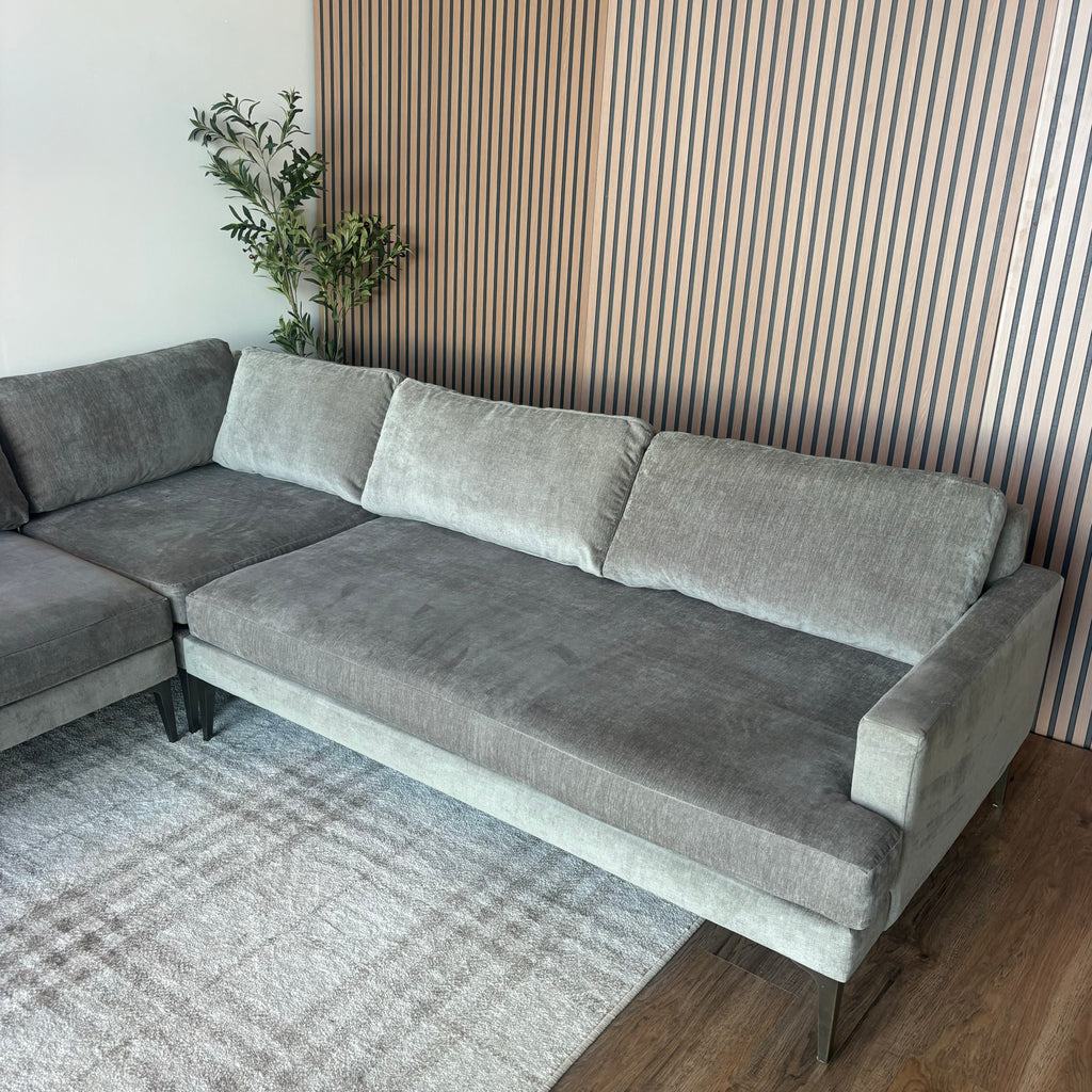 West Elm Andes 3-Piece Sectional — Mineral Gray Velvet