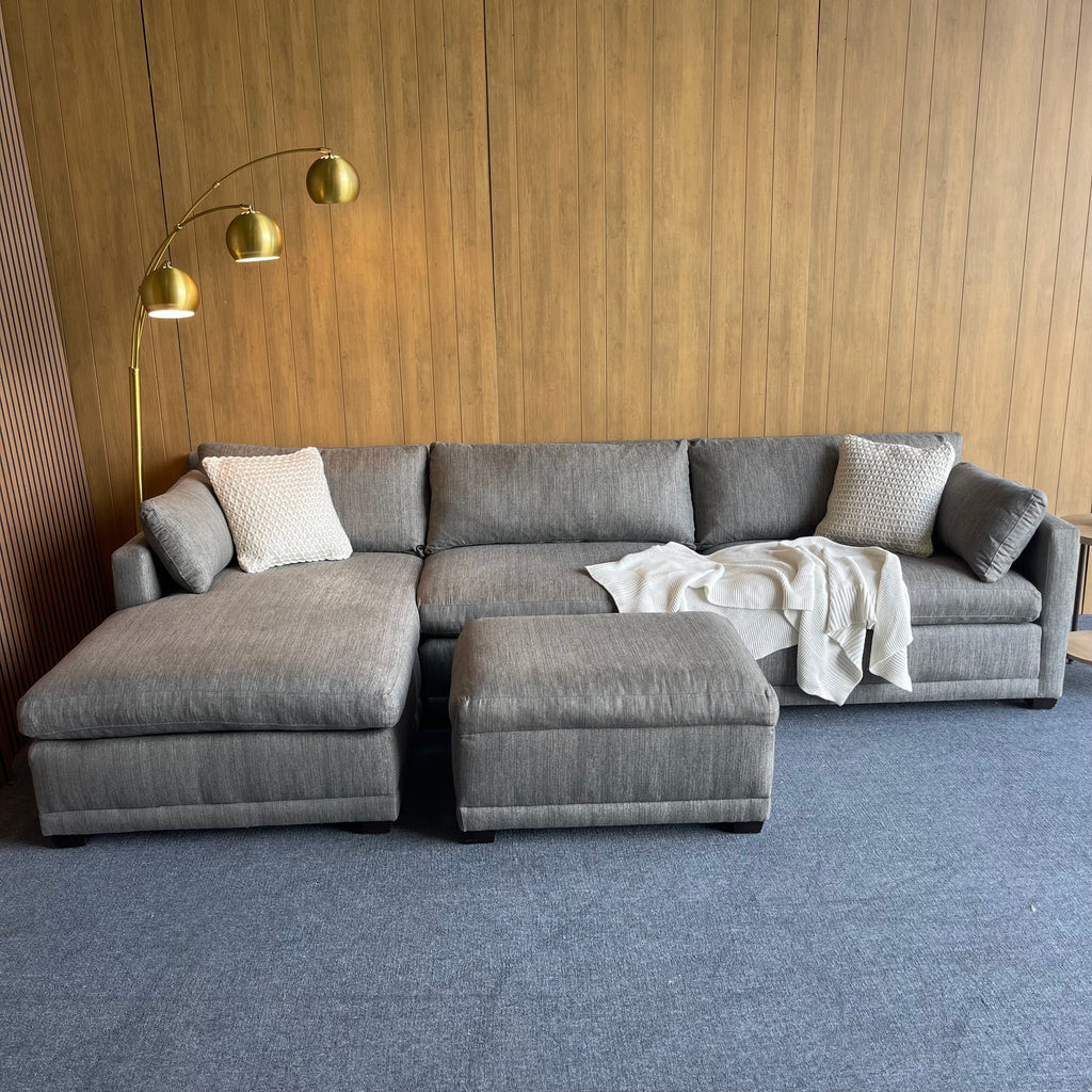 Rowe Furniture Sectional Couch with an Ottoman