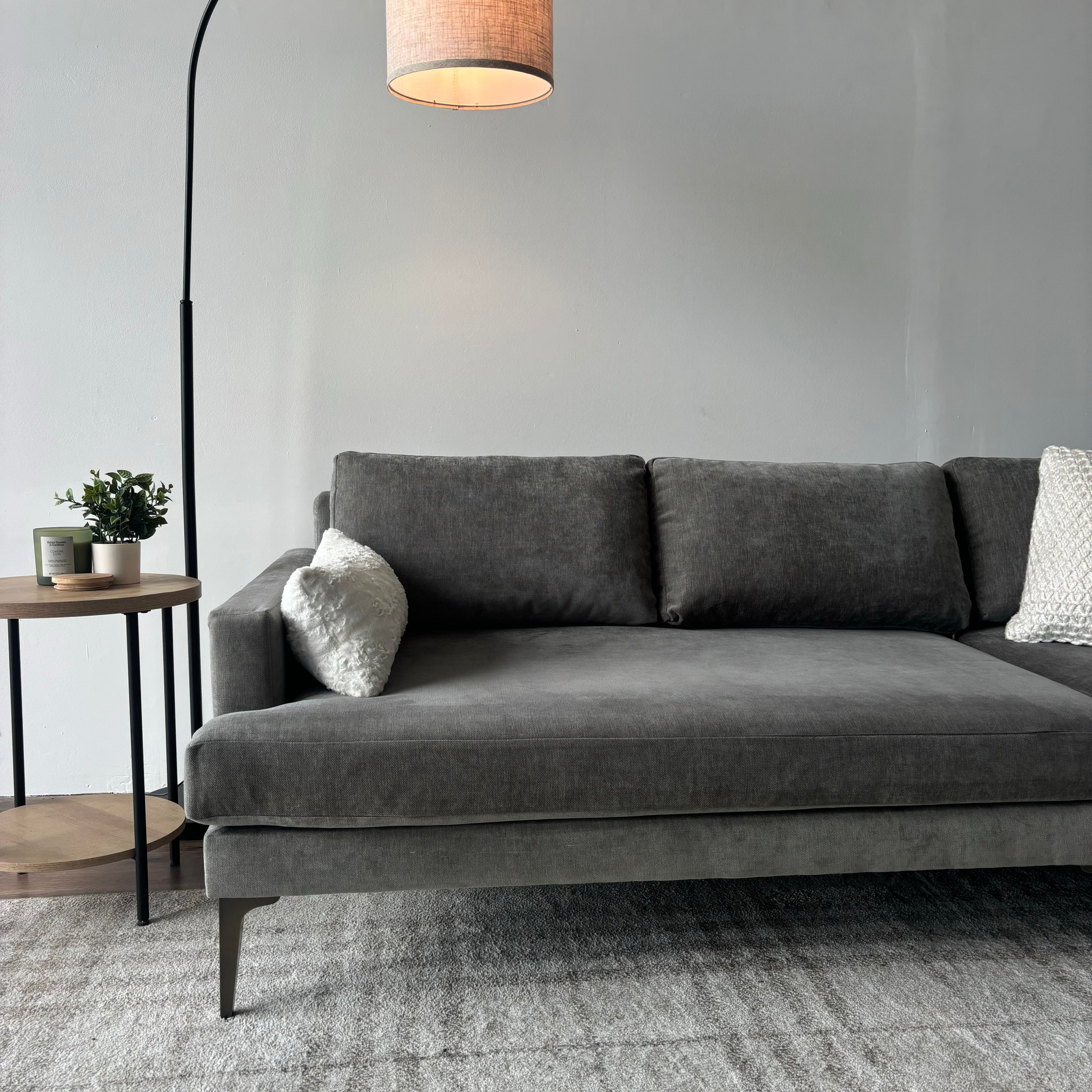 West Elm Andes 3-Piece Sectional — Mineral Gray Velvet