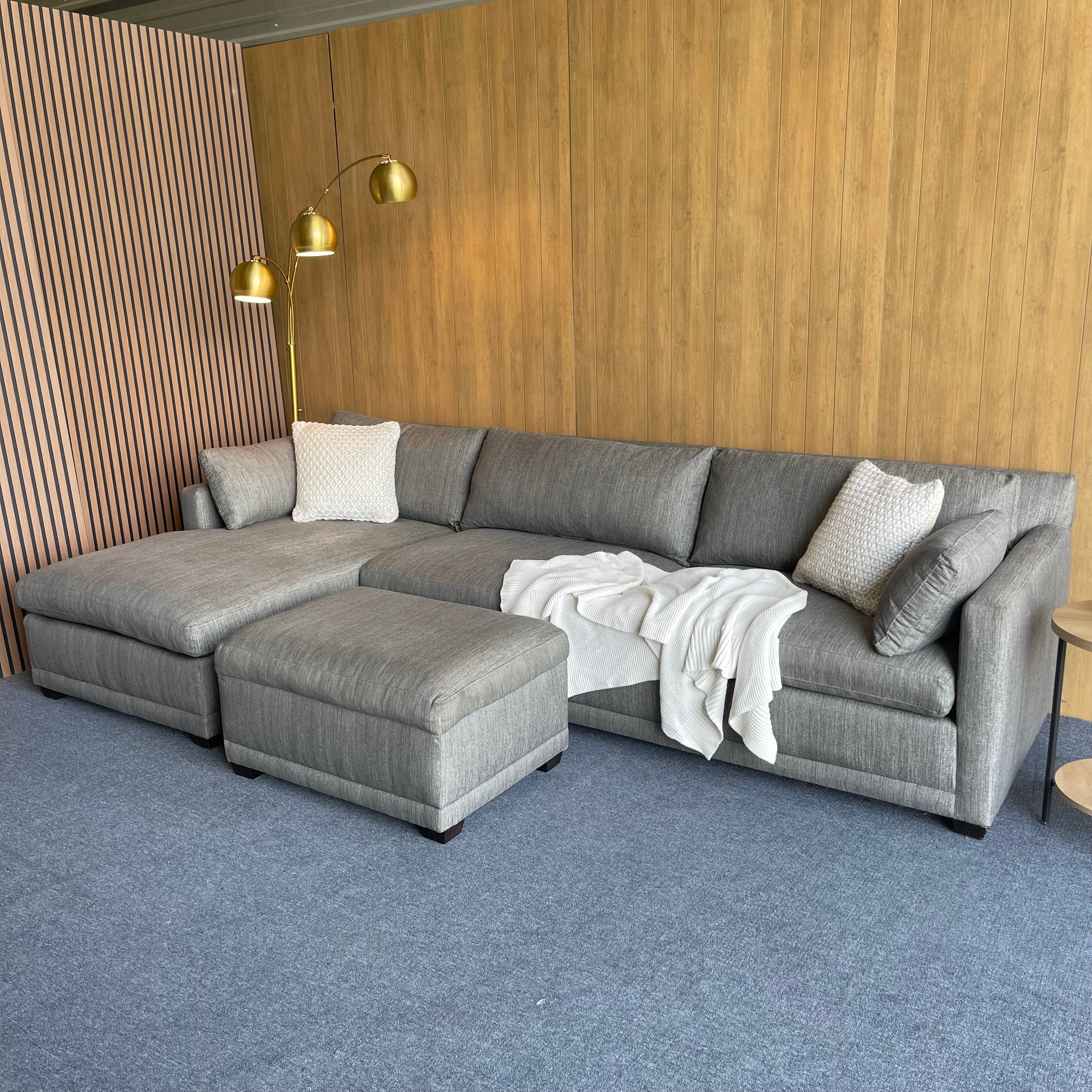 Rowe Furniture Sectional Couch with an Ottoman