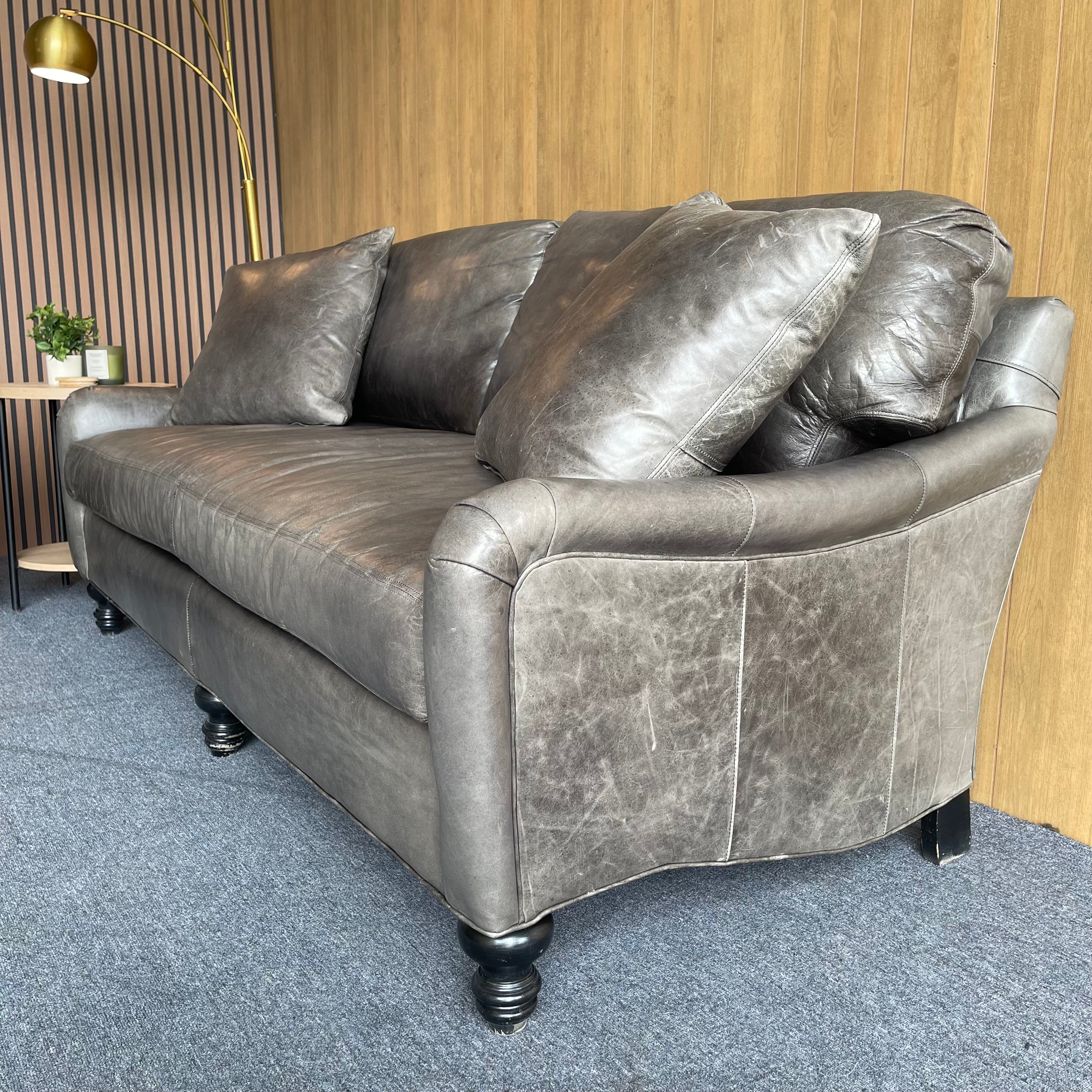 Restored Genuine Leather Sofa & Loveseat