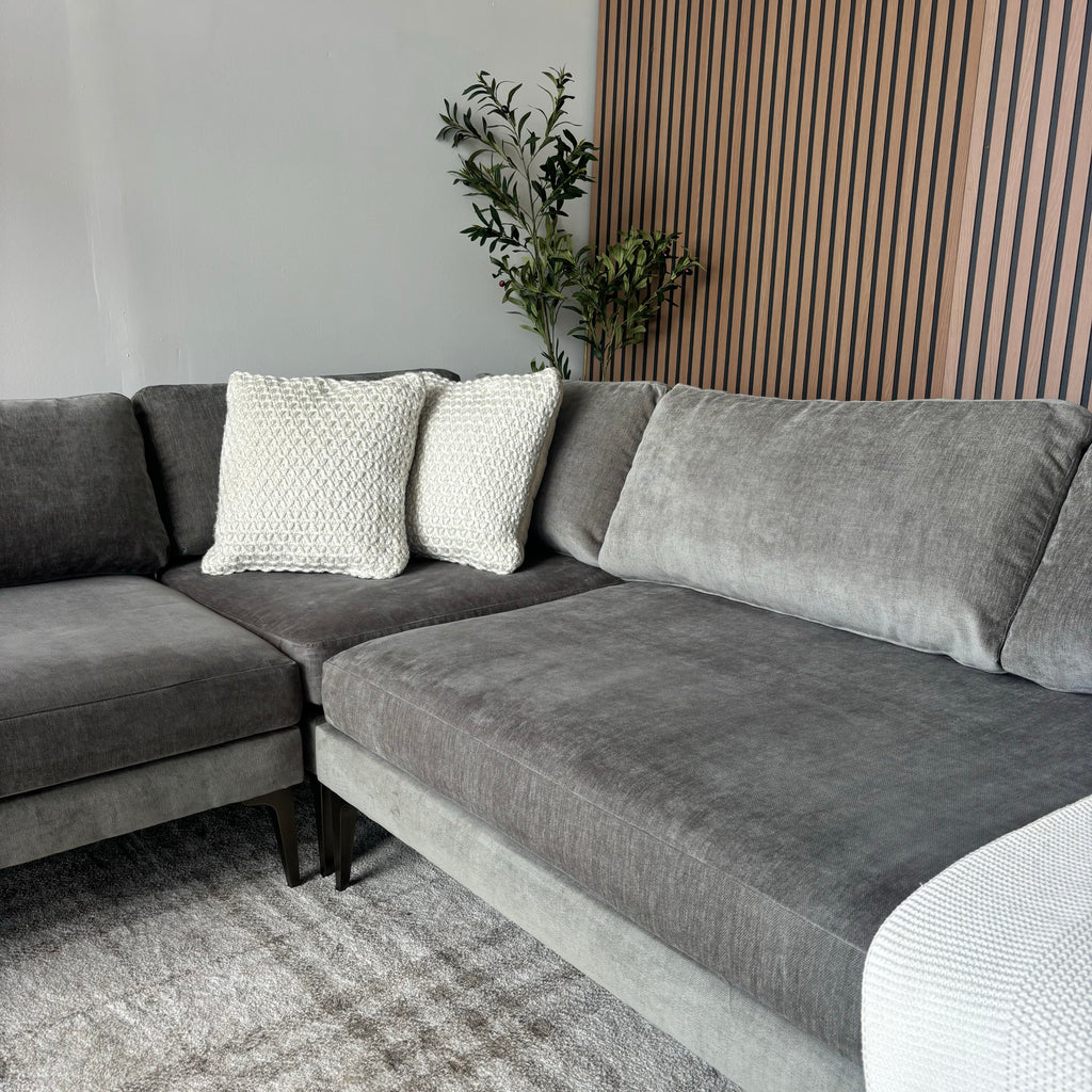 West Elm Andes 3-Piece Sectional — Mineral Gray Velvet