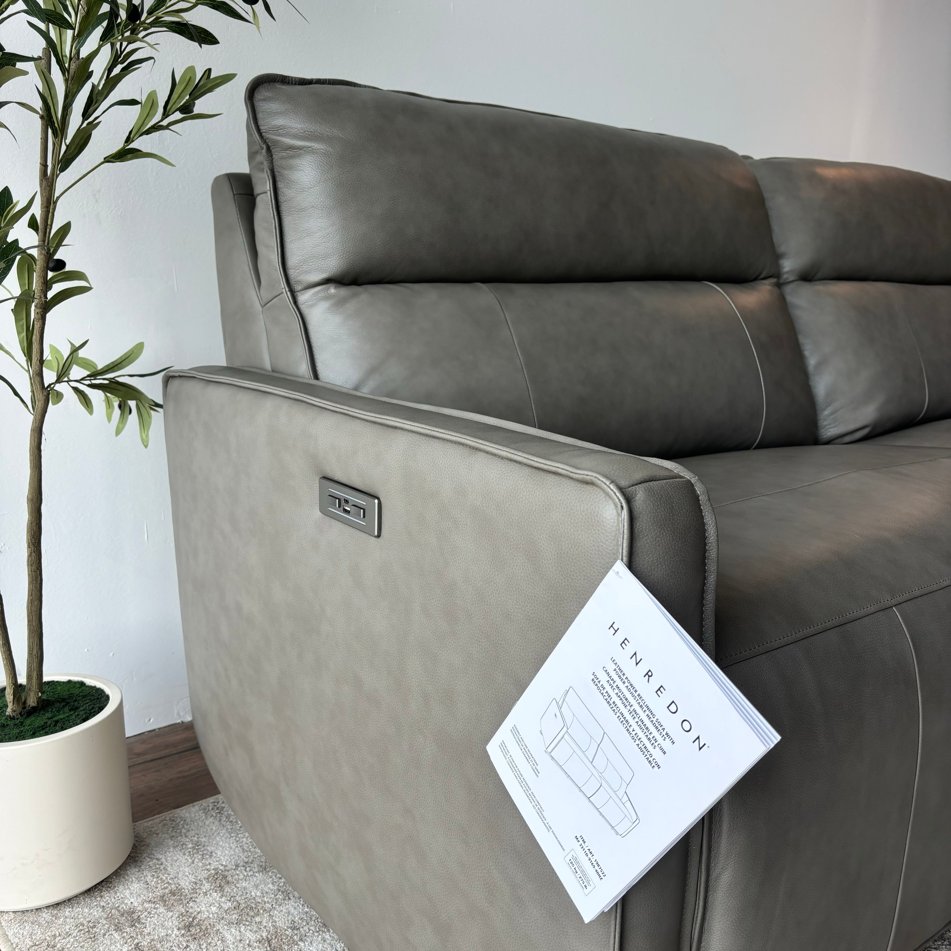 Henredon Keira Top-Grain Leather Power Reclining Sofa