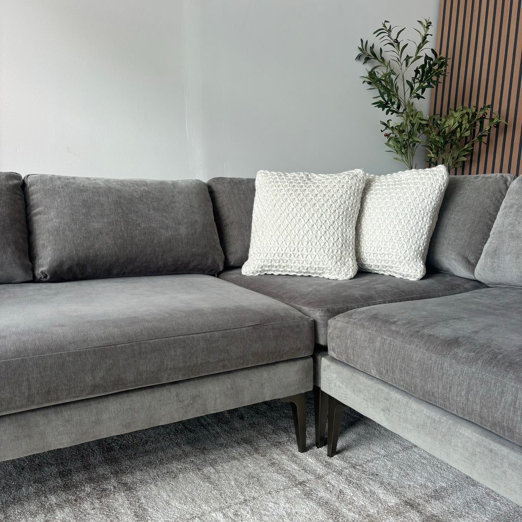 West Elm Andes 3-Piece Sectional — Mineral Gray Velvet