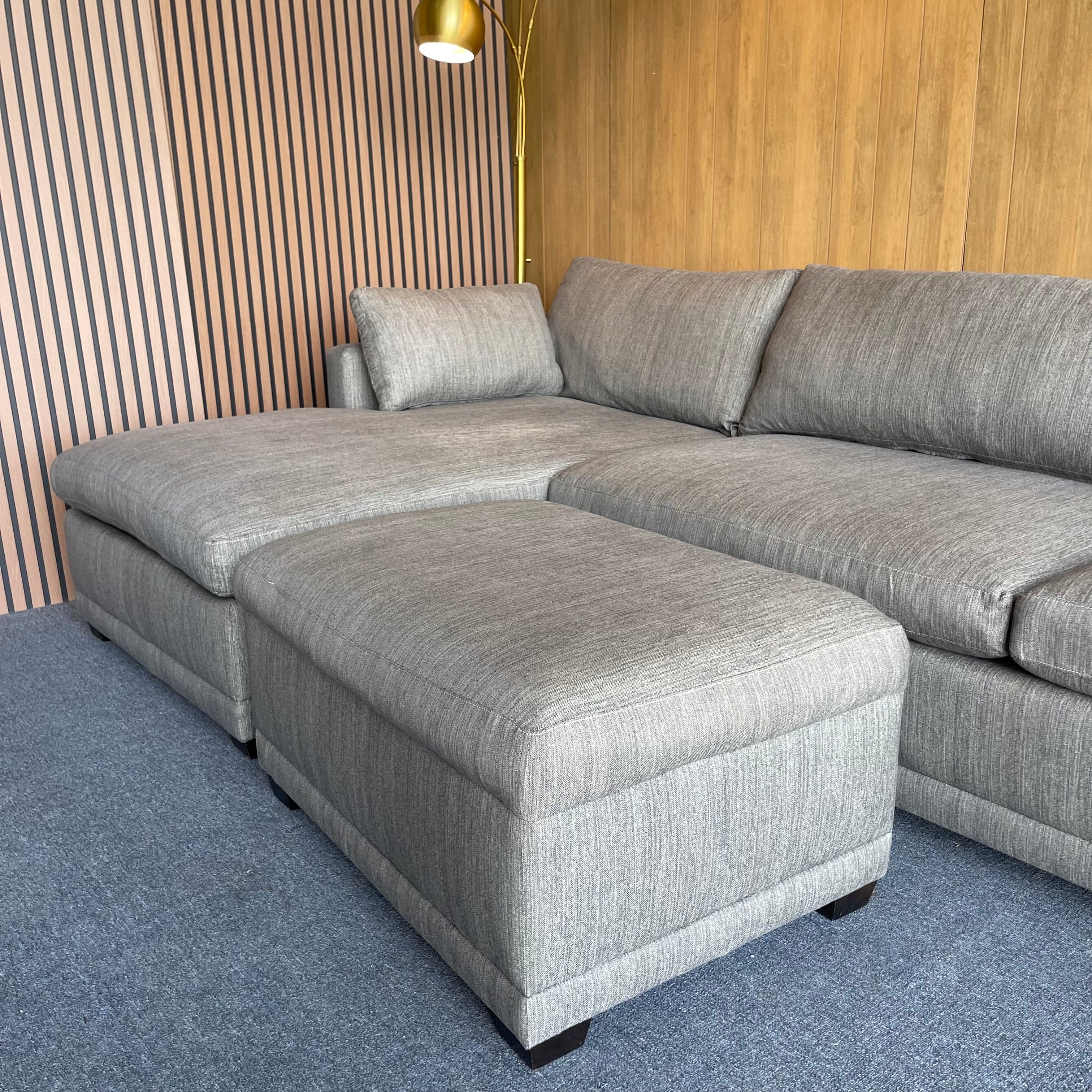 Rowe Furniture Sectional Couch with an Ottoman