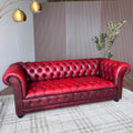 Vintage Tufted Leather Chesterfield Sofa in Burgundy