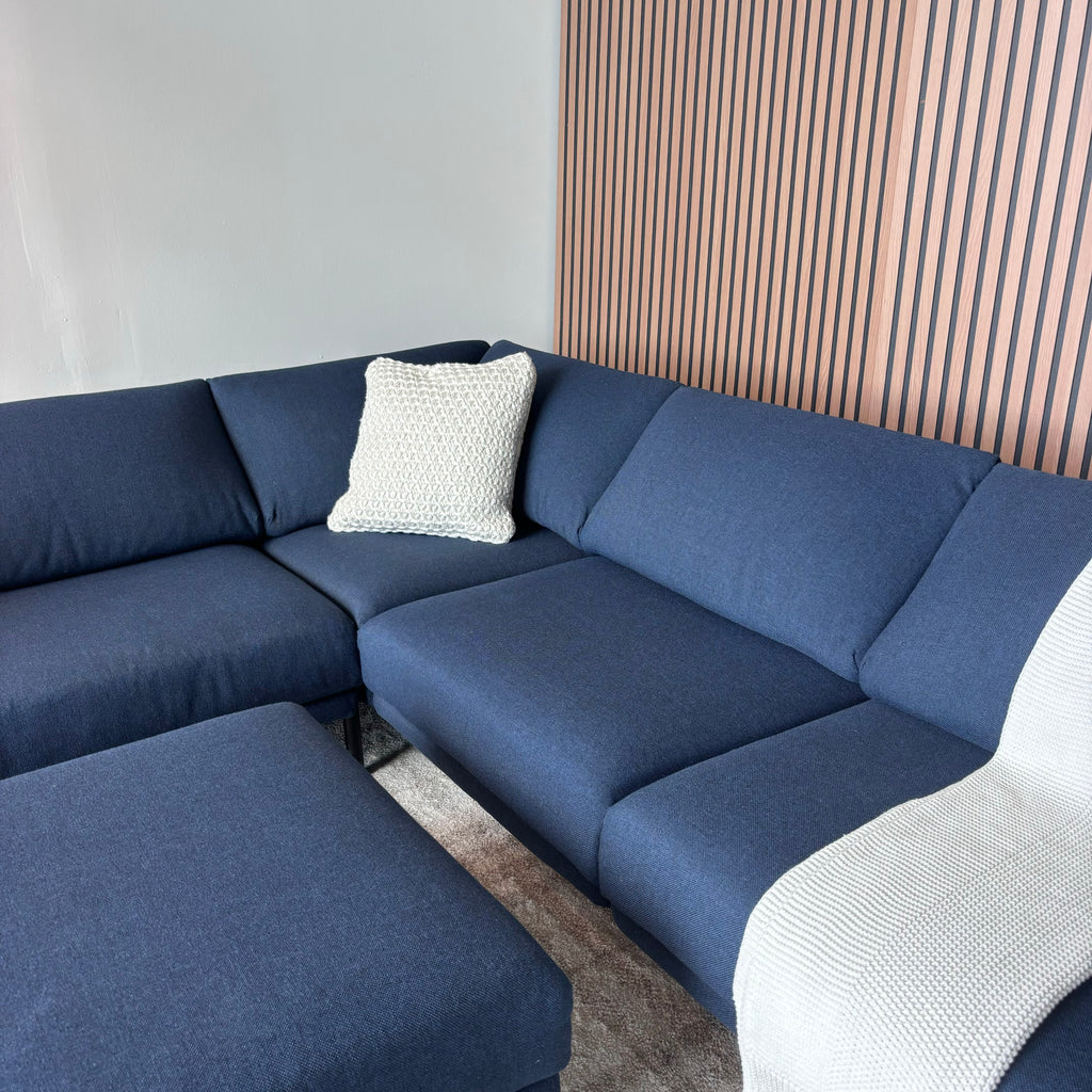 Burrow Field 6-Piece Modular Sectional + Ottoman — Navy Blue