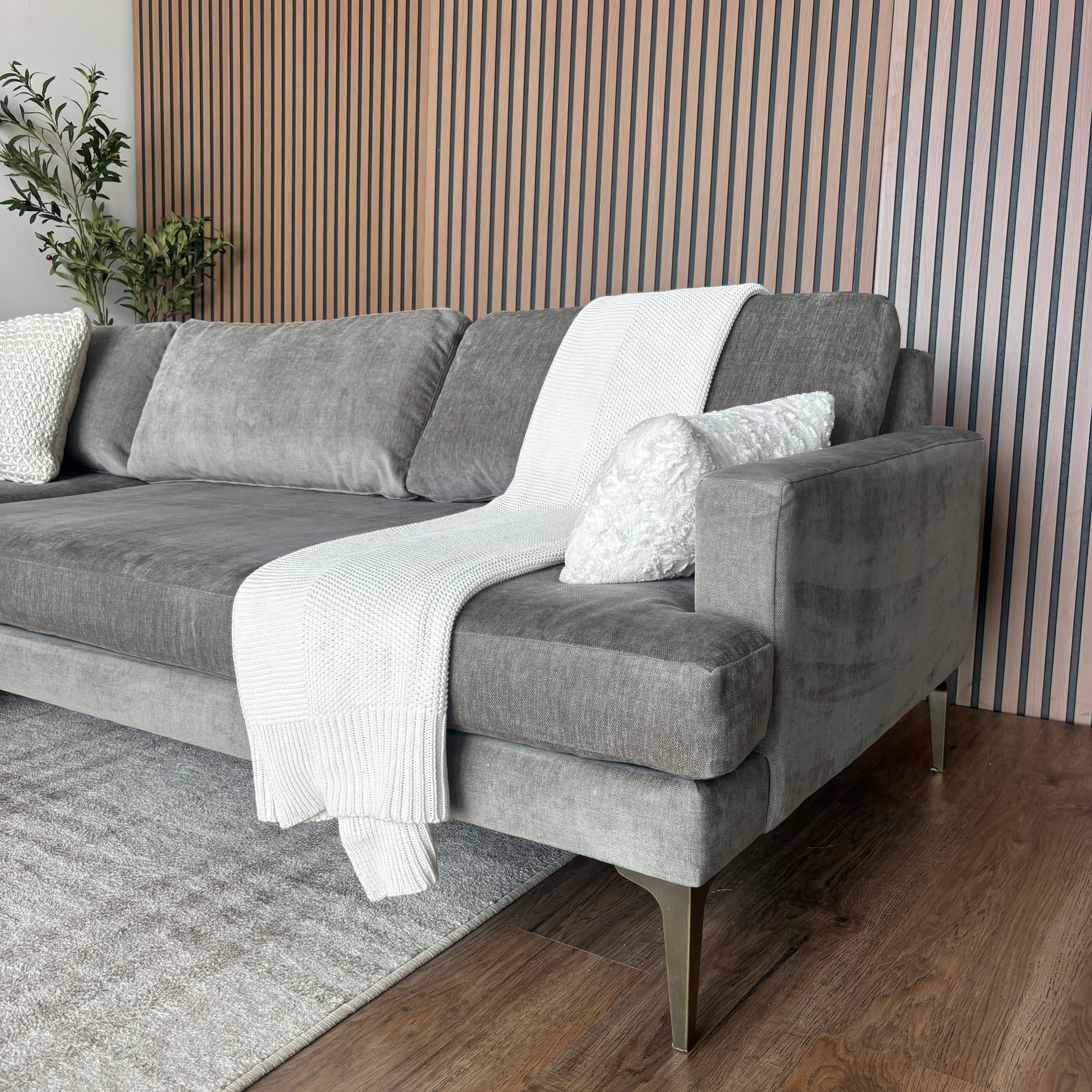 West Elm Andes 3-Piece Sectional — Mineral Gray Velvet