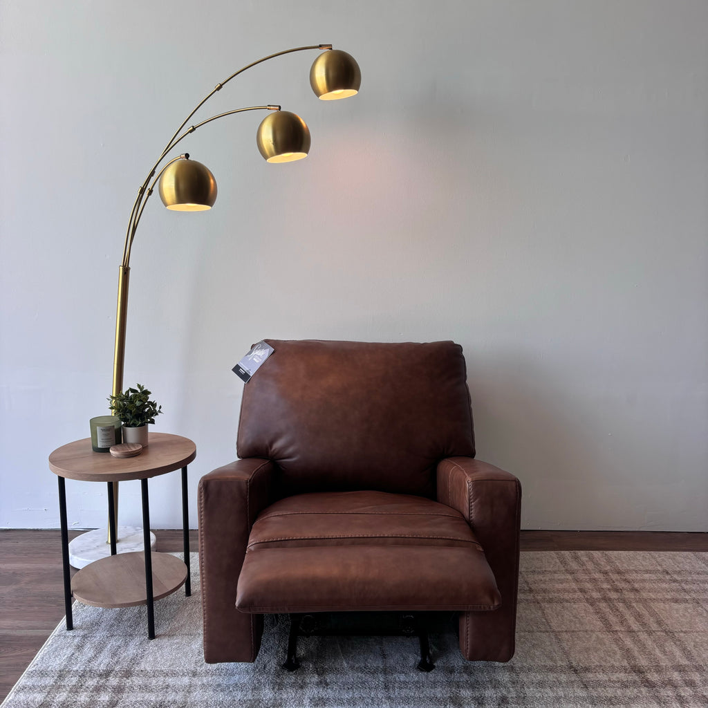 Ashley Bolsena Leather Rocker Recliner — Caramel Brown