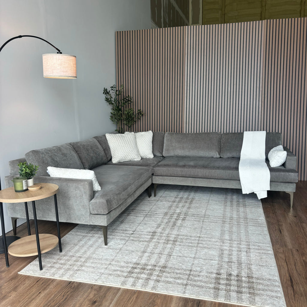 West Elm Andes 3-Piece Sectional — Mineral Gray Velvet