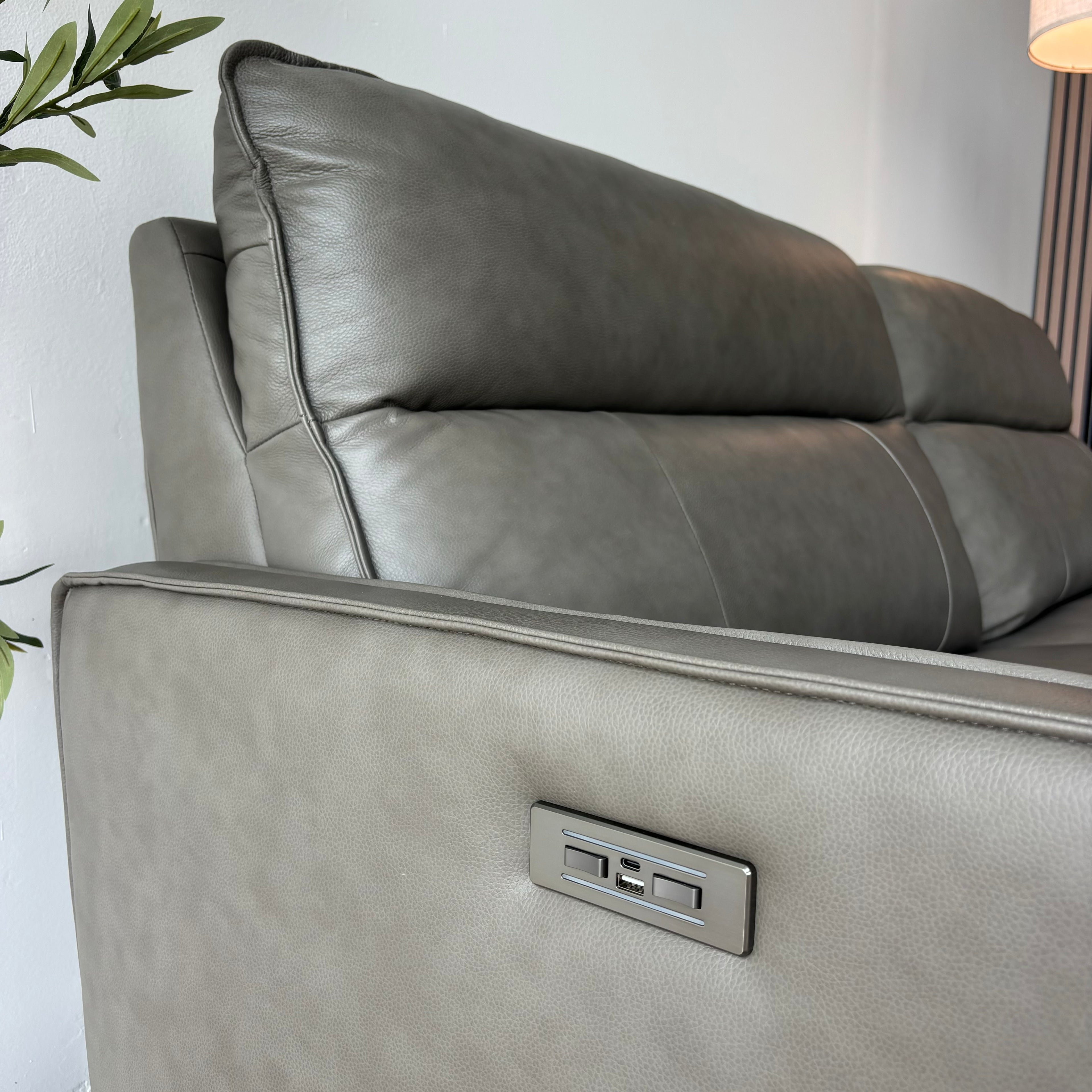 Henredon Keira Top-Grain Leather Power Reclining Sofa