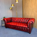 Vintage Tufted Leather Chesterfield Sofa in Burgundy