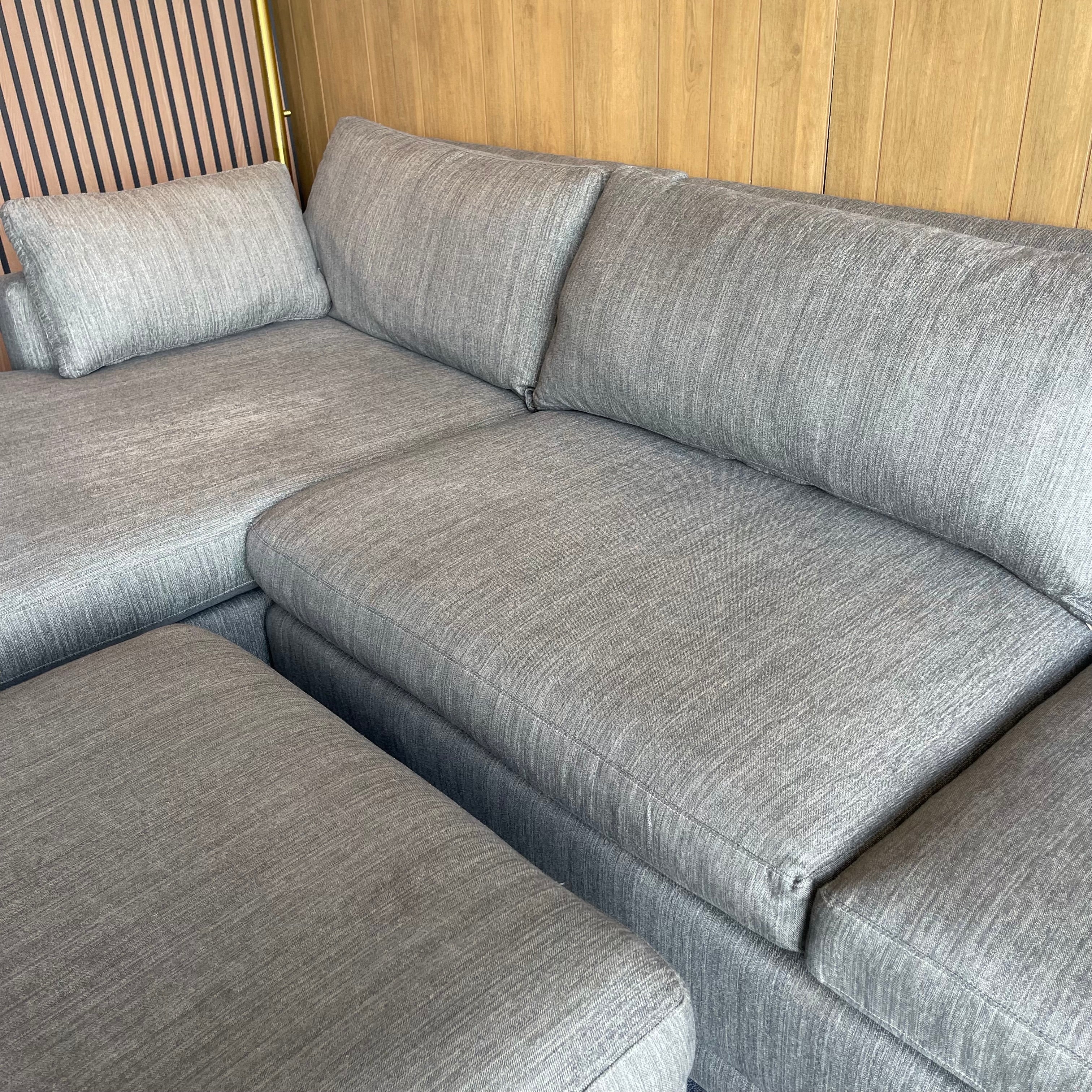 Rowe Furniture Sectional Couch with an Ottoman