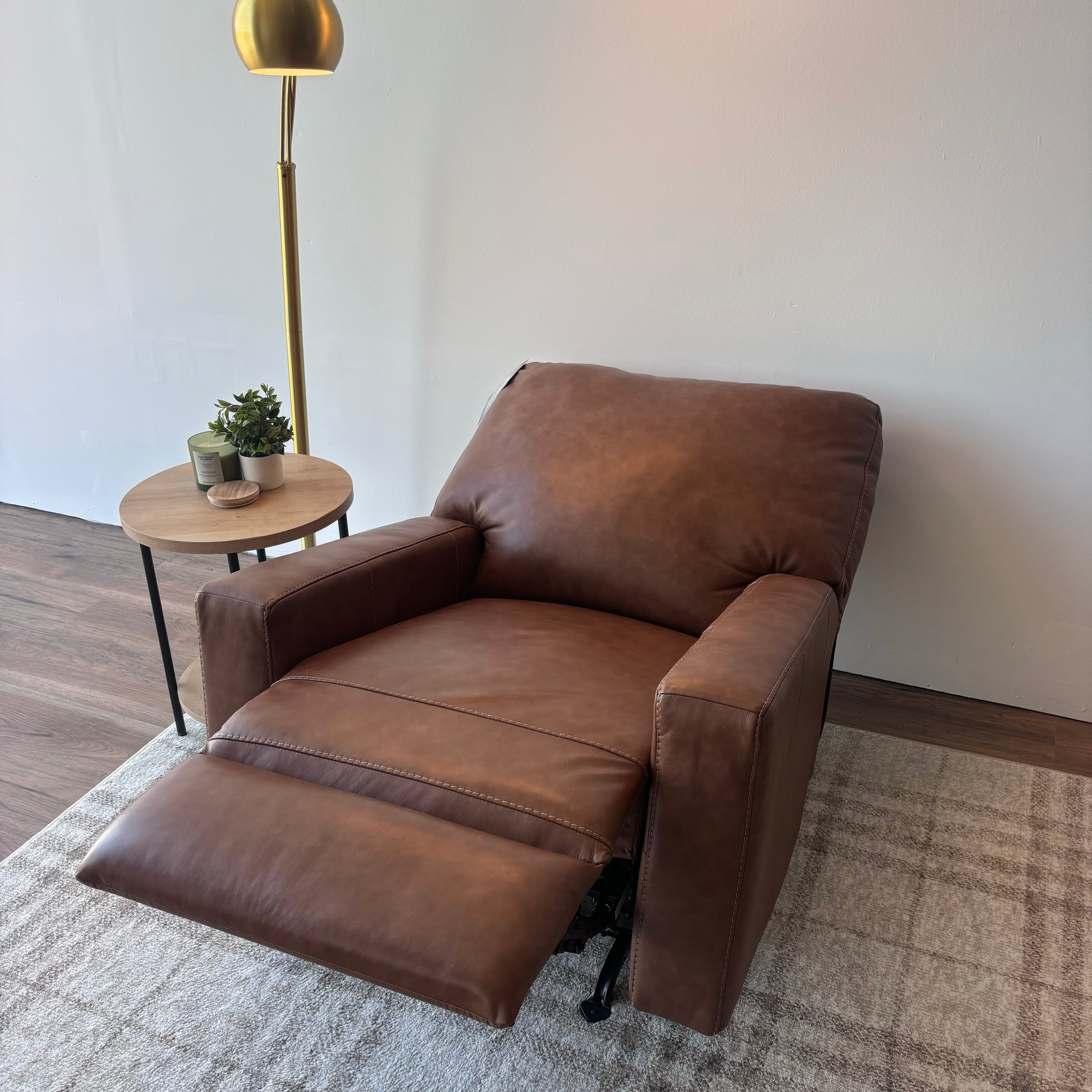 Ashley Bolsena Leather Rocker Recliner — Caramel Brown