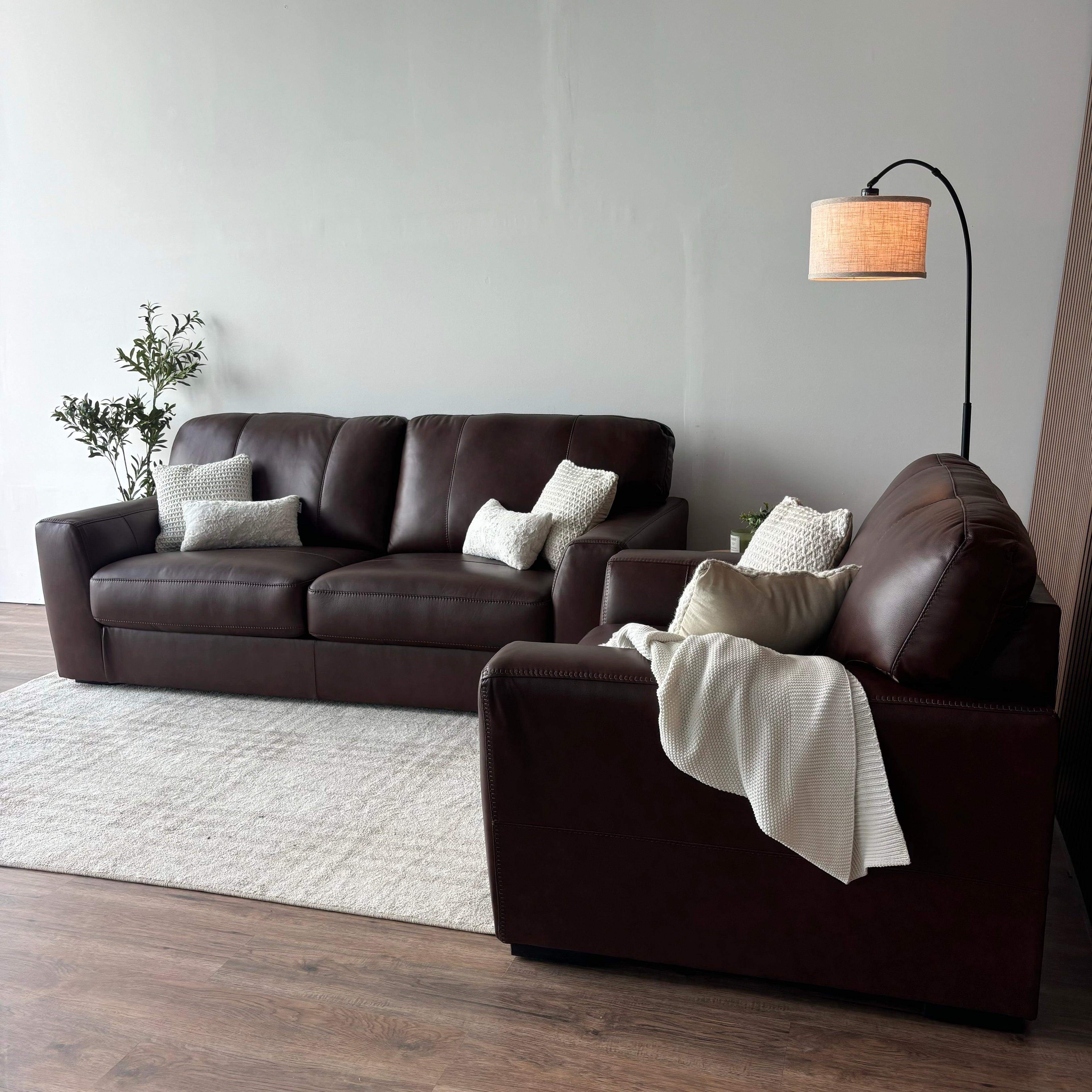 Ashley Mossano Leather Sofa & Oversized Chair Set