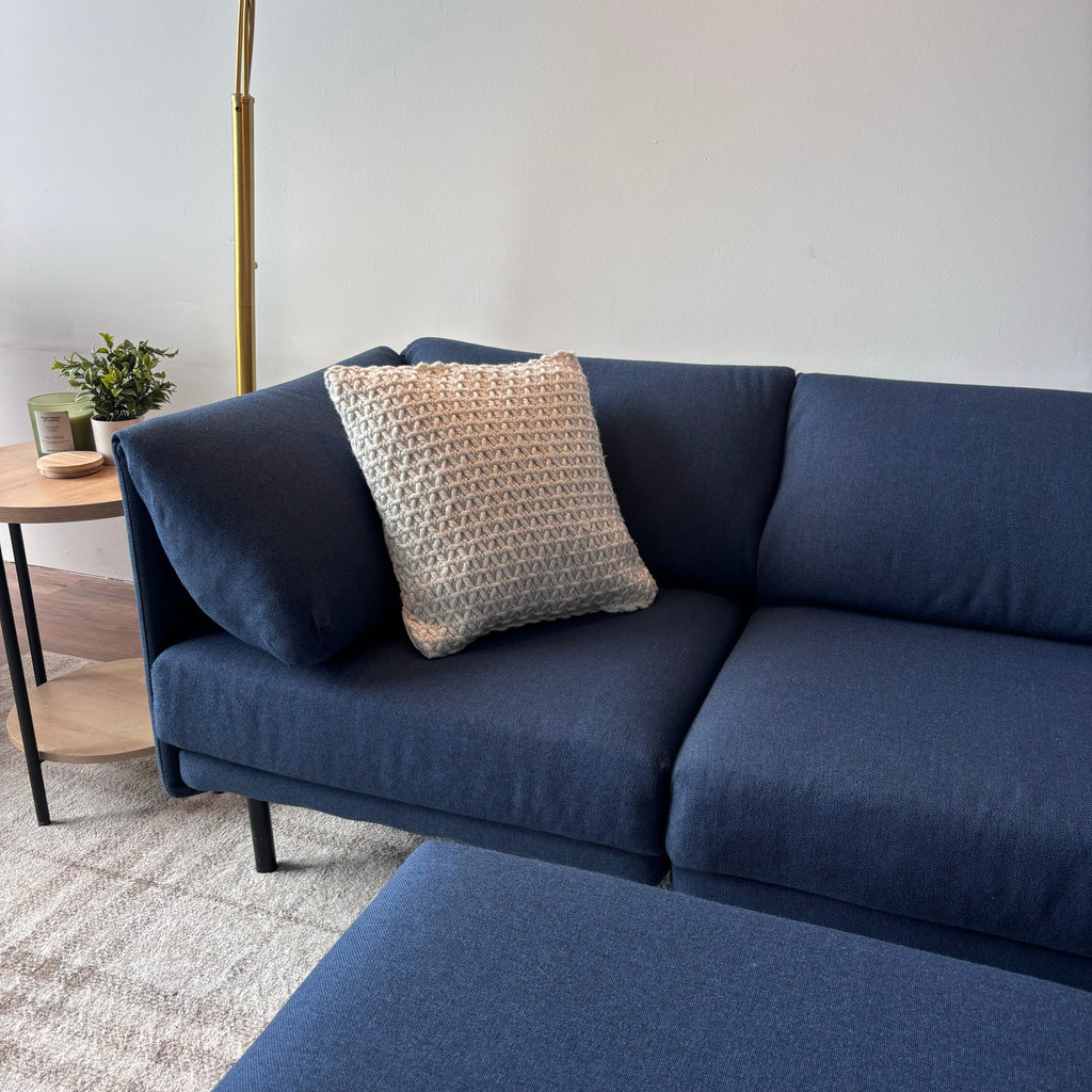 Burrow Field 6-Piece Modular Sectional + Ottoman — Navy Blue