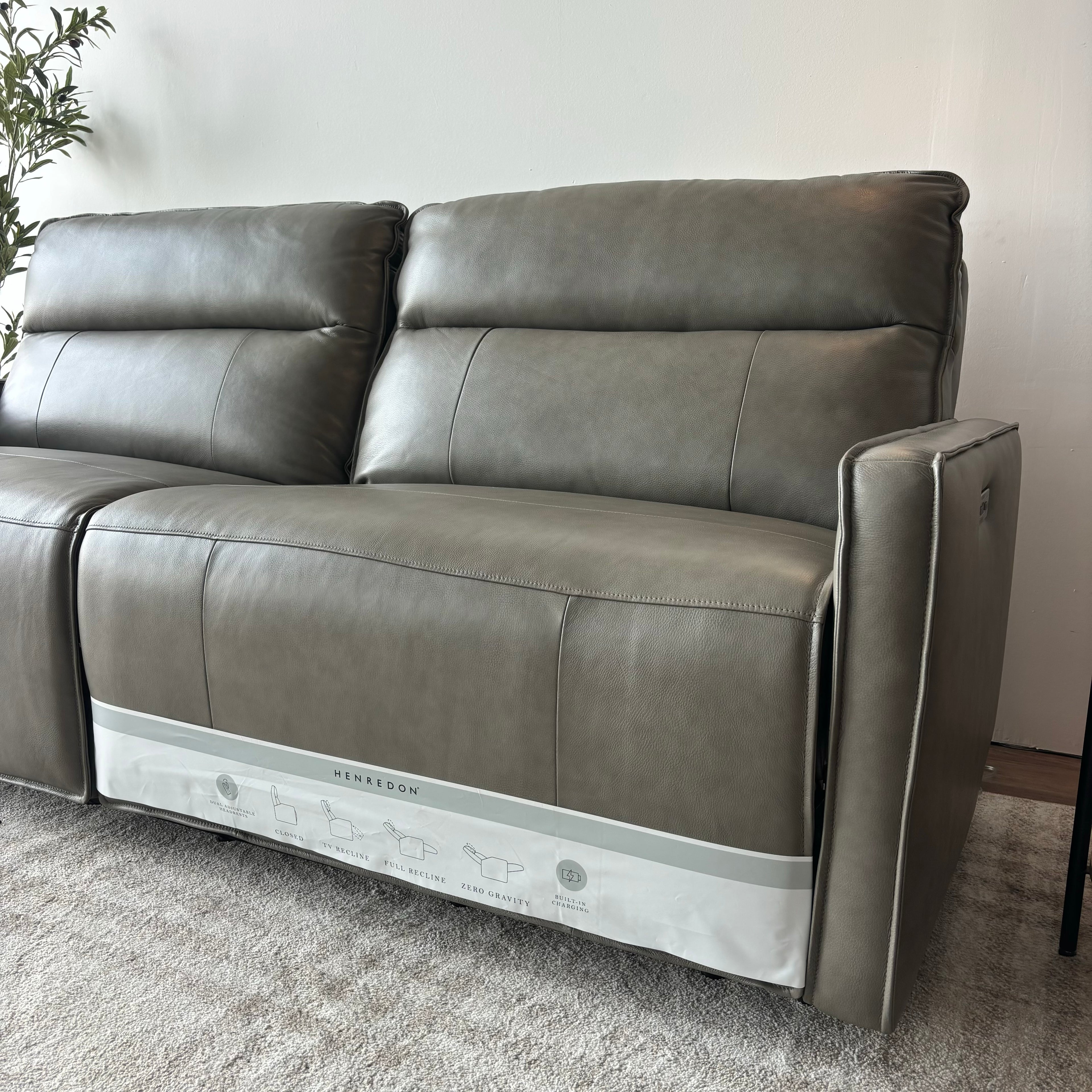 Henredon Keira Top-Grain Leather Power Reclining Sofa